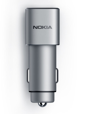 Зарядни Зарядни за кола Оригинално зарядно за кола с технология за бързо зареждане 2 x USB NOKIA DC-801 сребристо